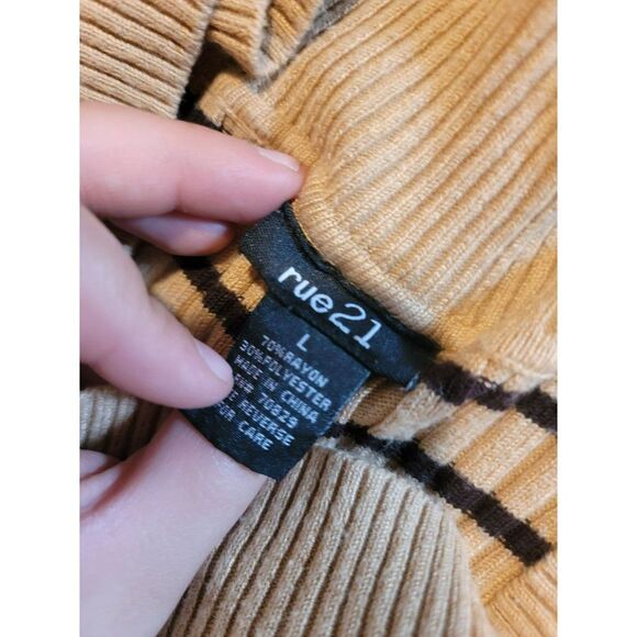 Women's Rue 21 brown striped dress large - Picture 3 of 4